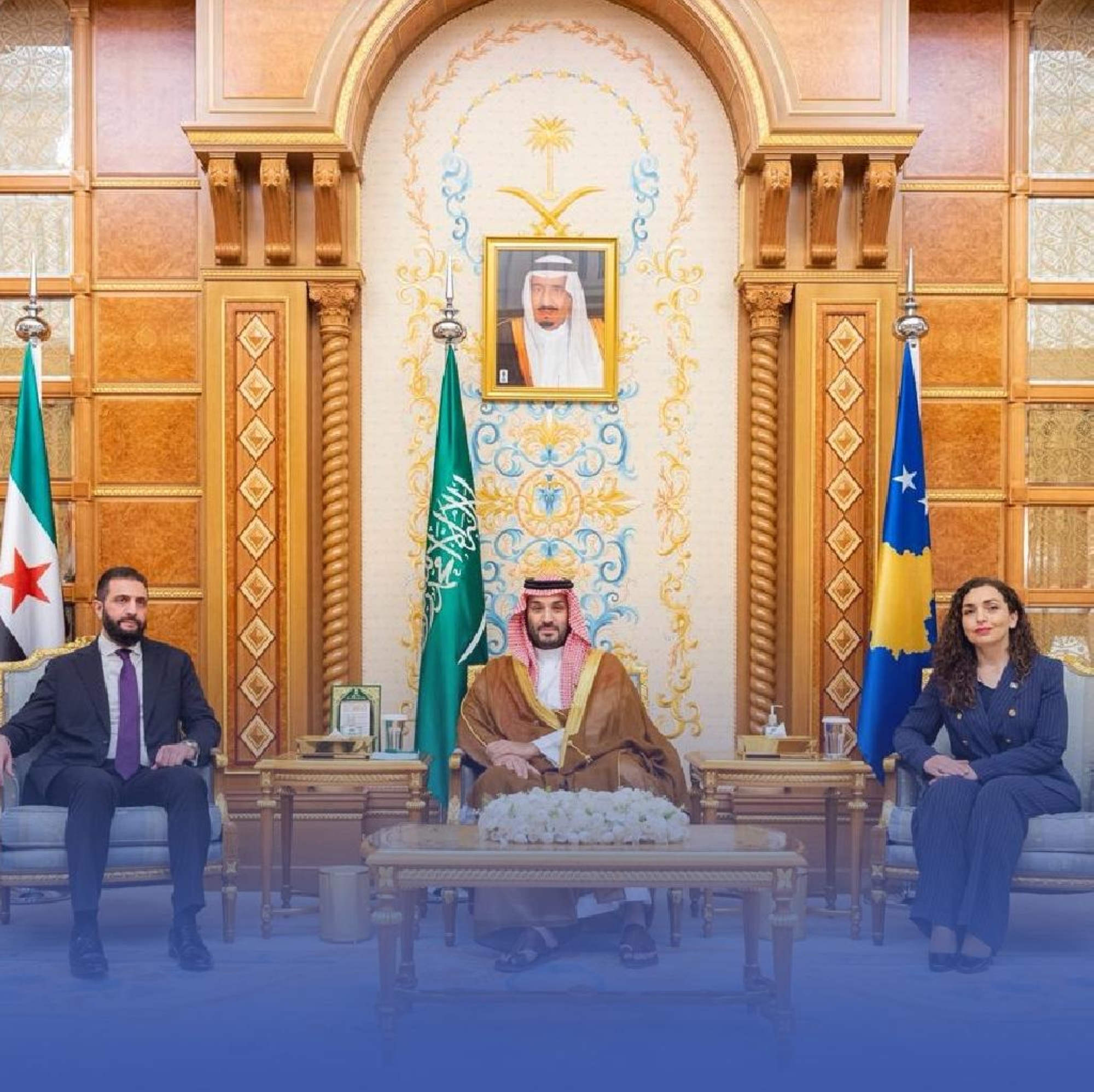 لقاء ثلاثي يجمع ولي العهد والشرع ورئيسة كوسوفا