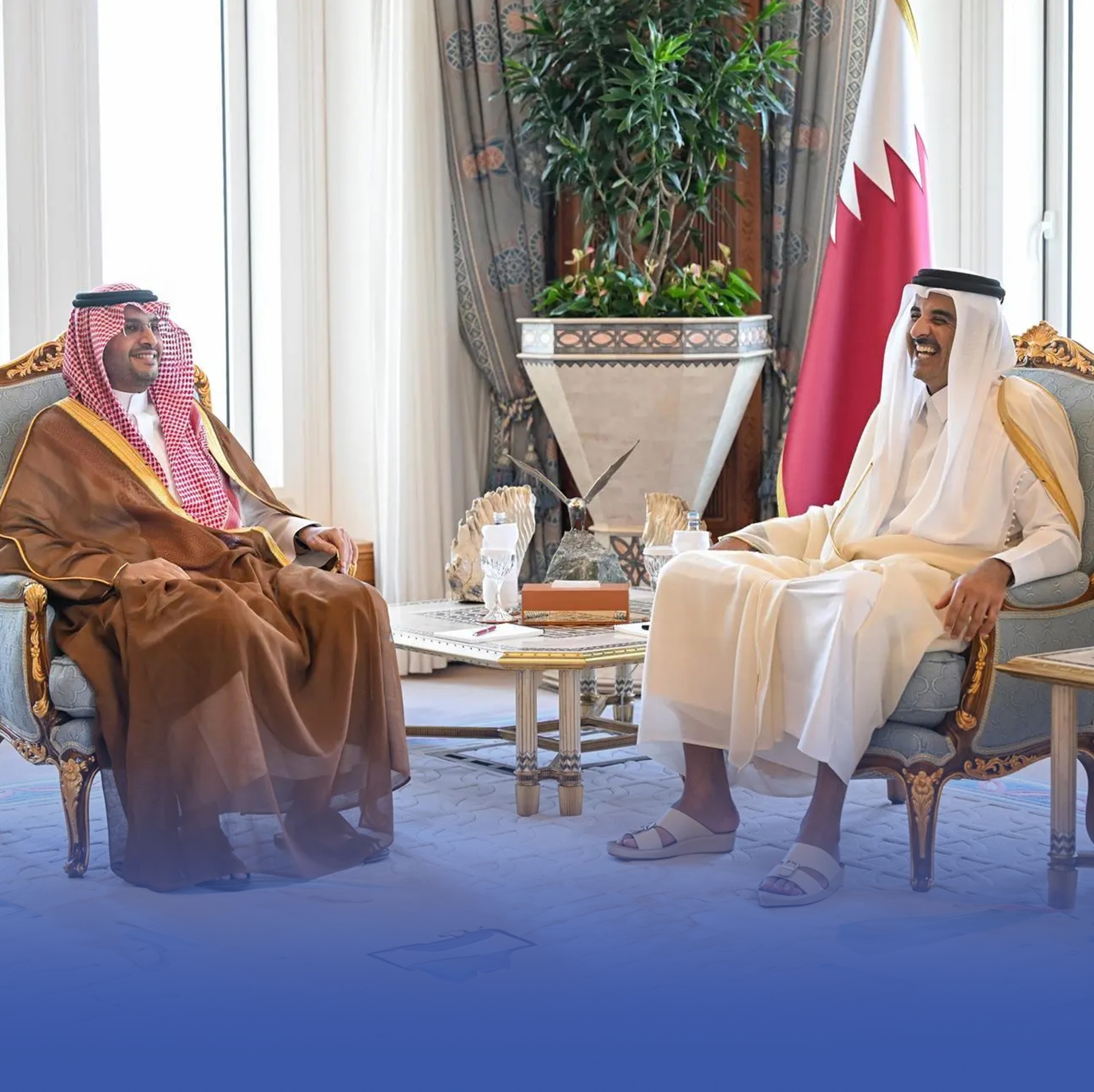 أمير قطر يستقبل الأمير تركي بن محمد بن فهد