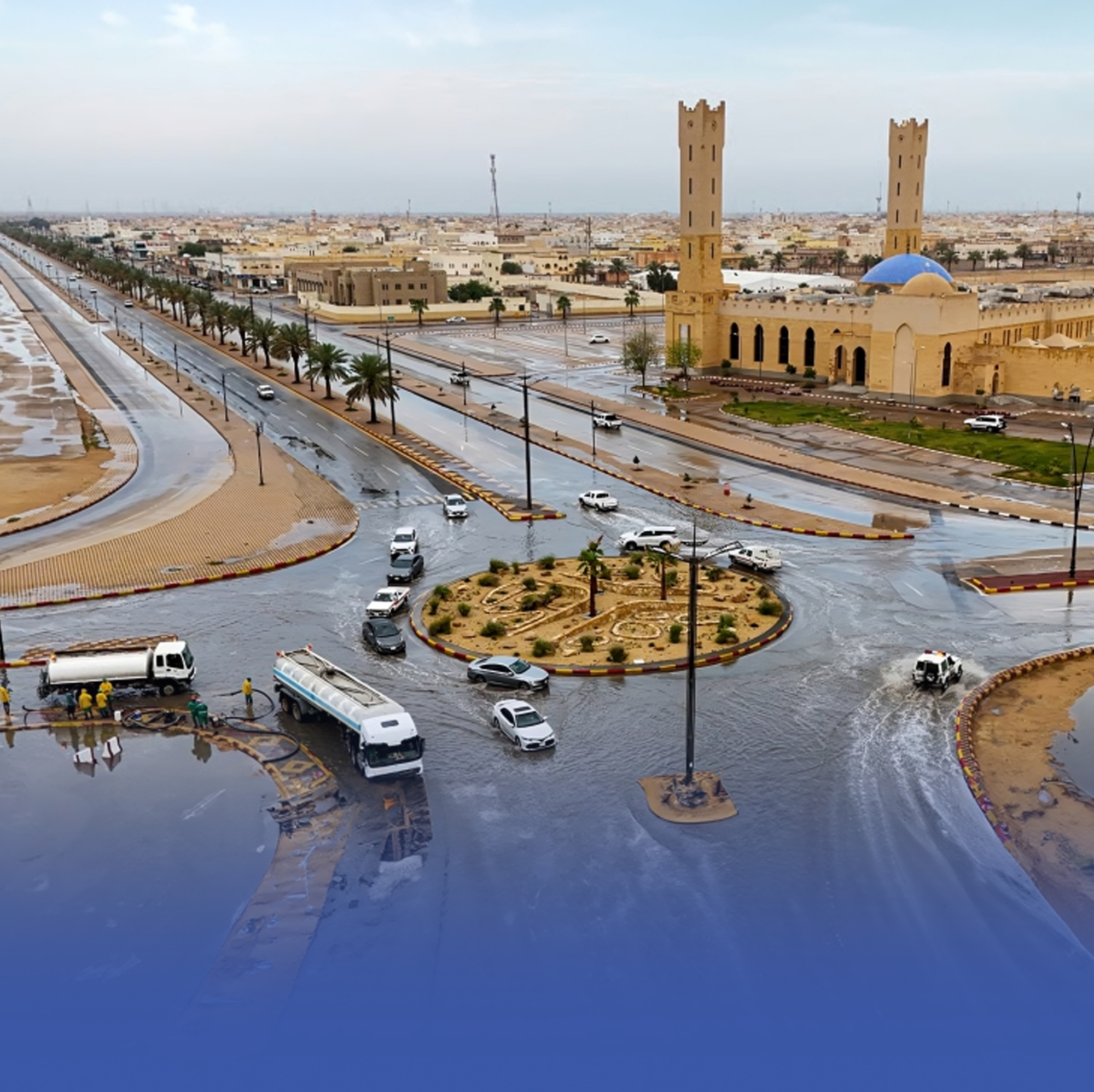 السيول تغمر شوارع الأفلاج في ثالث أيام العيد