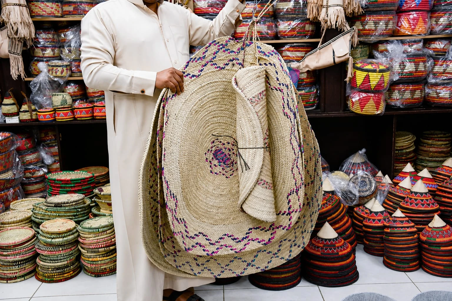 منتجات الخوص اليدوية في نجران تجذب الزوار