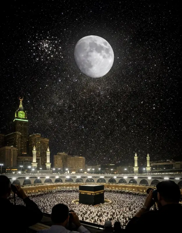 غدًا .. القمر يتعامد على الكعبة المشرفة