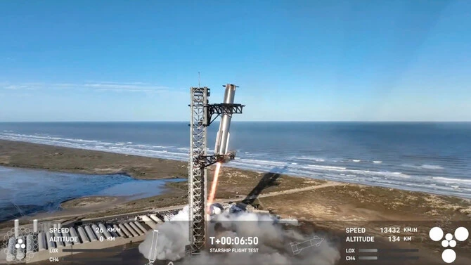 スペースX社、スターシップロケットを発射台でキャッチするも宇宙船は