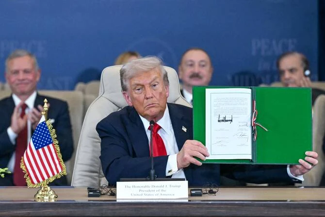 今のところ、トランプは「中東和平」の旗印を自分のものにしようとしているようだ(ファイル/AFP)
