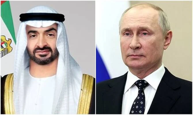 Russian President Vladimir Putin held a phone call with UAE President Sheikh Mohamed bin Zayed Al-Nahyan. (WAM)