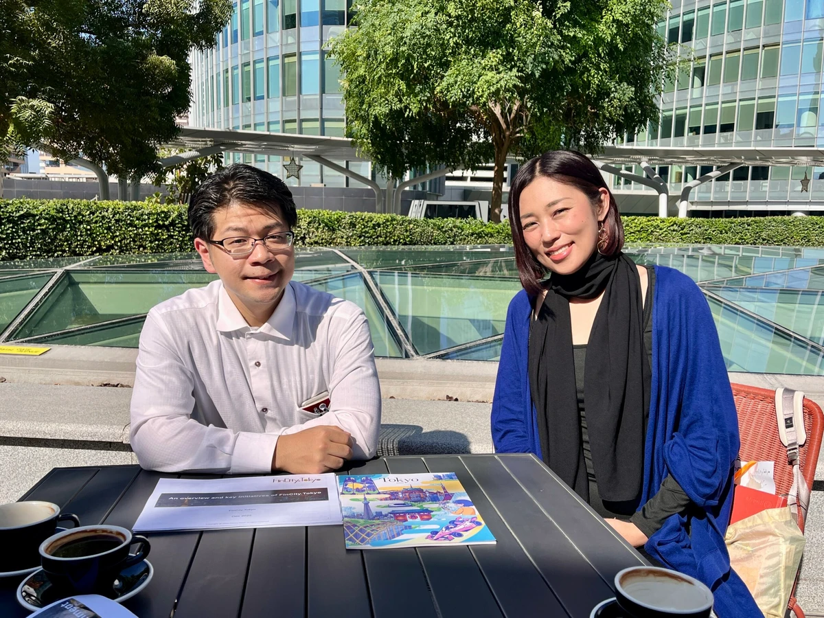 FinCity.Tokyo's Tomohiko Shinohara, manager, and Tomoko Oyama, deputy secretary general, in Dubai, following FinCity.Tokyo's participation at Abu Dhabi Finance Week. (ANJ)