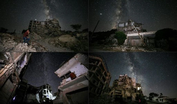 La Voie lactée au-dessus des ruines de Ariha, Syrie. Photo Omar Hajj Kadour