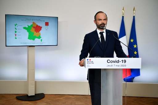 Le Premier ministre démissionnaire Edouard Philippe annonçant la fin du déconfinement le 7 mai dernier (AFP)