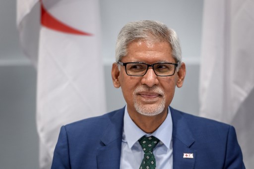 Jagan Chapagain, secrétaire général de la Fédération internationale des Sociétés de la Croix-Rouge et du Croissant-Rouge (FICR) (Fabrice COFFRINI/AFP)