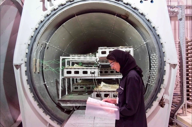 Une technicienne sur le site de la Mission Mars (WAM)