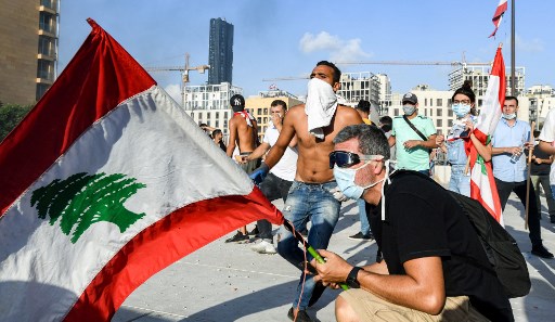 Les manifestants à Beyrouth. (AFP)