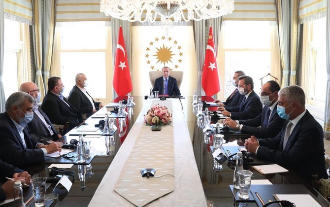 Erdogan a rencontré les dirigeants du Hamas à Istanbul le 22 août (Photo fournie par la présidence turque).