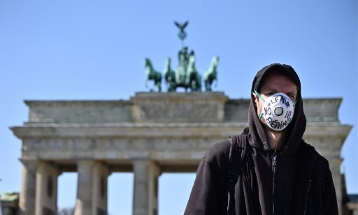 Manifestant en Allemagne.