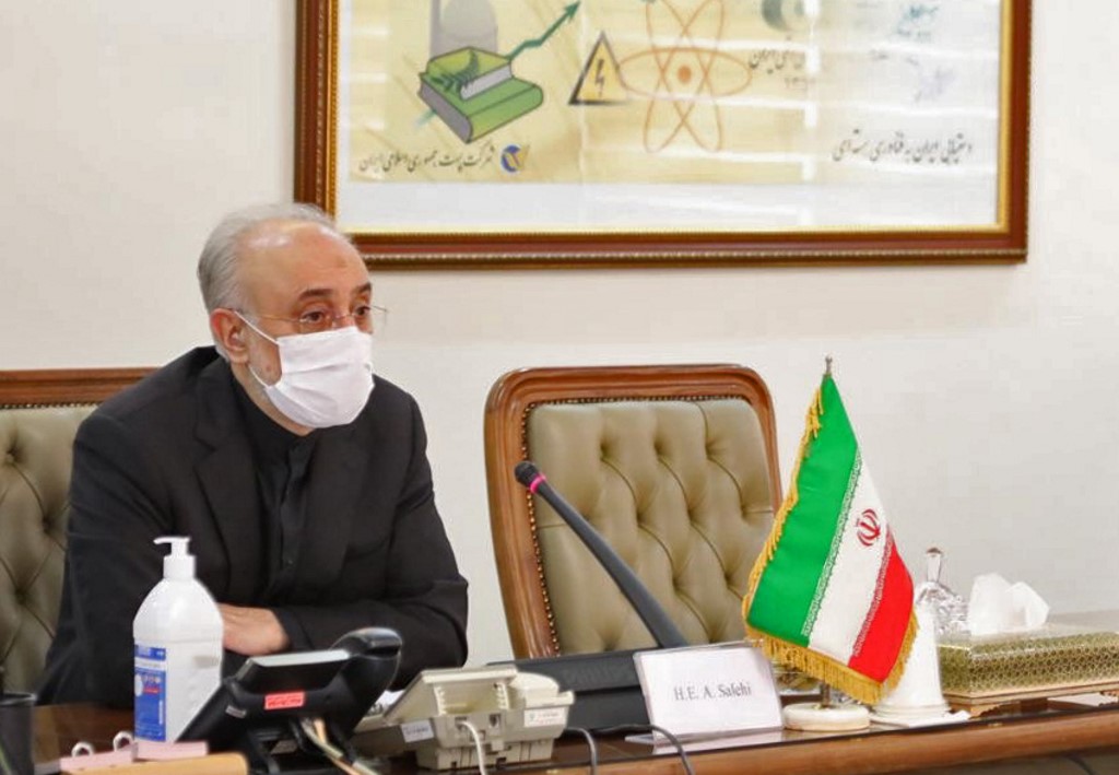 Une photo fournie par l'Organisation iranienne de l'énergie atomique montrant le chef de l'agence atomique du pays, Ali Akbar Salehi (AIEA) (AFP)