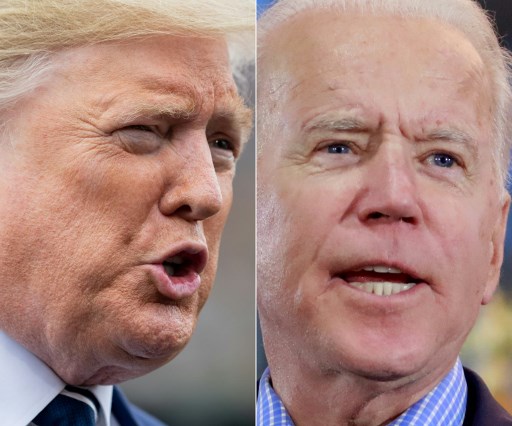 Portraits combinés du président américain républicain Donald Trump et de son rival démocrate l’ancien vice- président Joe Biden (Saul Loeb, Ronda Churchill/AFP)