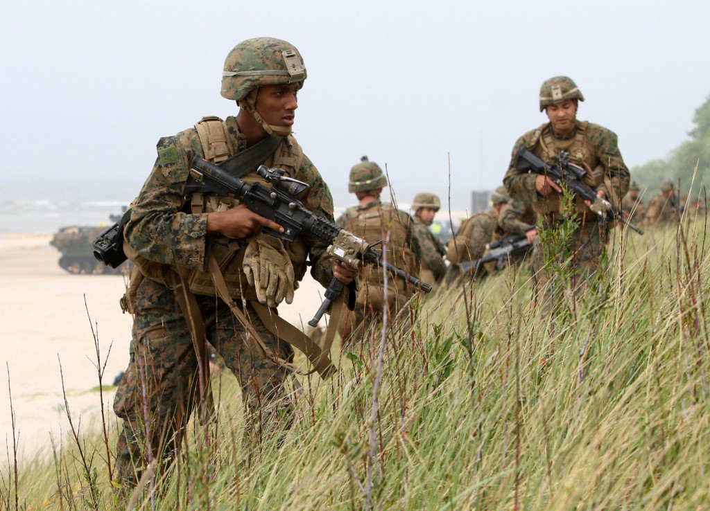 Exercice des troupes américaines près de la mer Baltique, en Lituanie (Photo, Petras MALUKAS/AFP).