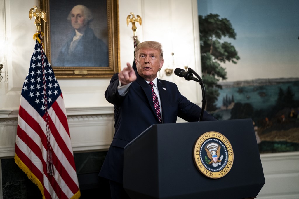 Le président des Etats-Unis Donald Trump présente sa liste de candidats au poste éminemment politique de juge de la Cour suprême (Photo, POOL/GETTY IMAGES NORTH AMERICA/AFP).