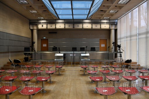 Salle du tribunal de Nanterre, en banlieue parisienne (Bertrand Guay/AFP)