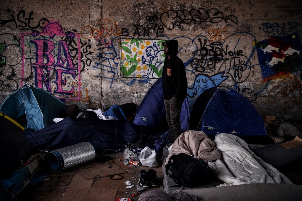 Un campement de migrants en passe d’être évacué à Aubervilliers, en région parisienne (Photo, Christophe ARCHAMBAULT/AFP).
