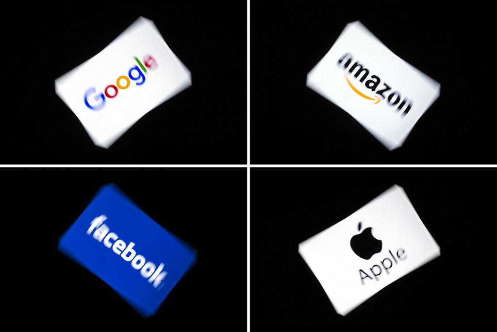 Les GAFA, acronyme désignant Google, Amazon, Facebook et Apple (Photo, Lionel BONAVENTURE/AFP).