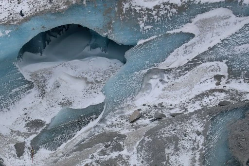 La Mer de Glace, glacier de la face nord du massif du Mont-Blanc, près de Chamonix dans les Alpes. (Ludovic Marin/Pool/AFP)