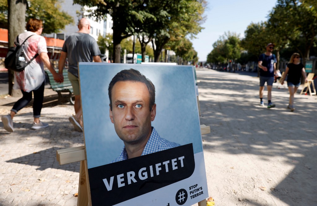 Un poster du principal opposant au Kremlin, Alexeï Navalny. (AFP)