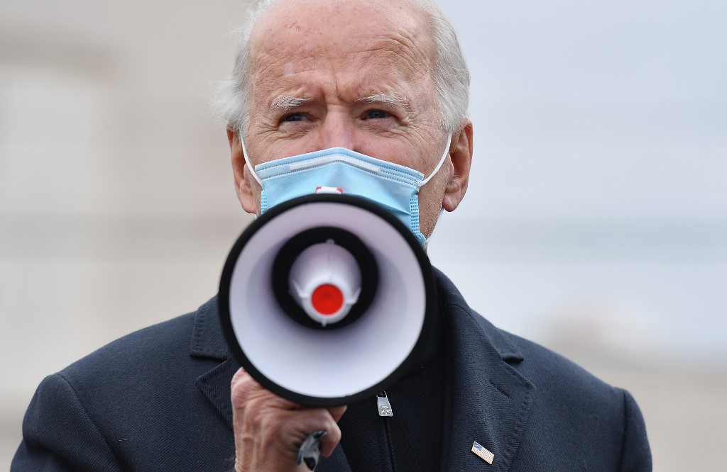 Le candidat démocrate à la présidentielle Joe Biden prend la parole lors du lancement de Canvas au Carpenters Union à Scranton, Pennsylvanie, le 3 novembre 2020. (AFP).