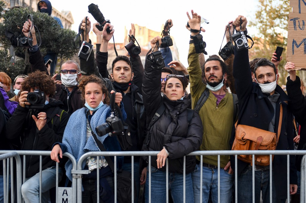 Un rassemblement sur le Vieux-Port appelé par le mouvement des «Gilets Jaunes» (Gilets Jaunes) pour protester contre le projet de loi «sécurité globale». (AFP)