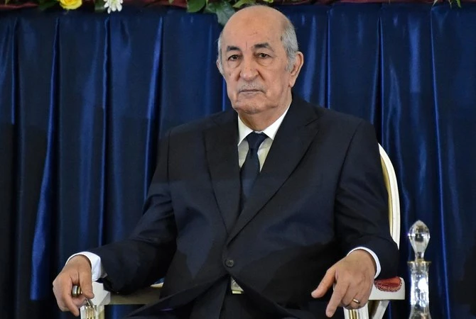 Le président algérien Abdelmadjid Tebboune lors de la cérémonie officielle de prestation de serment dans la capitale Alger, le 19 décembre 2019 (AFP)