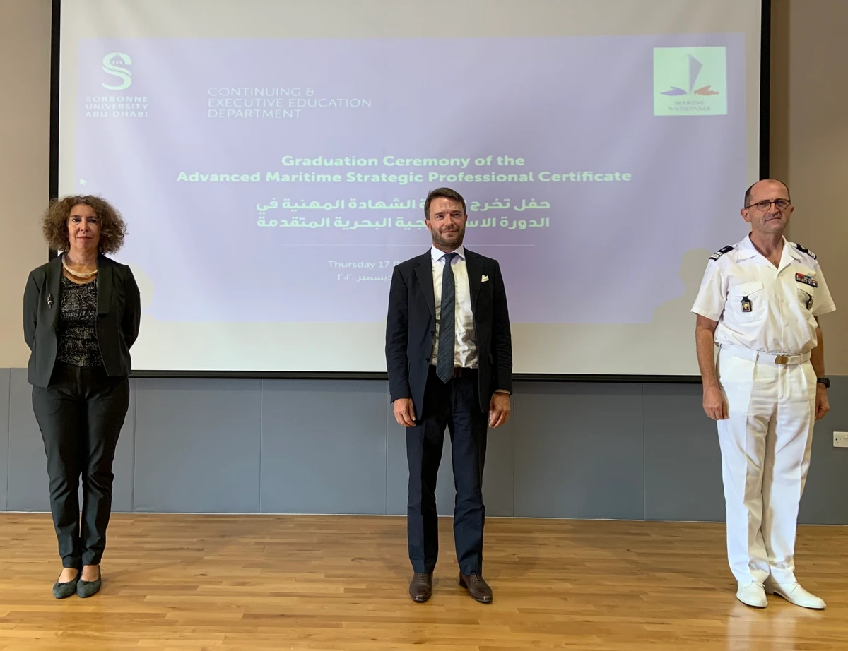 Remise des premiers certificats en stratégie maritime à la Sorbonne Abou Dhabi