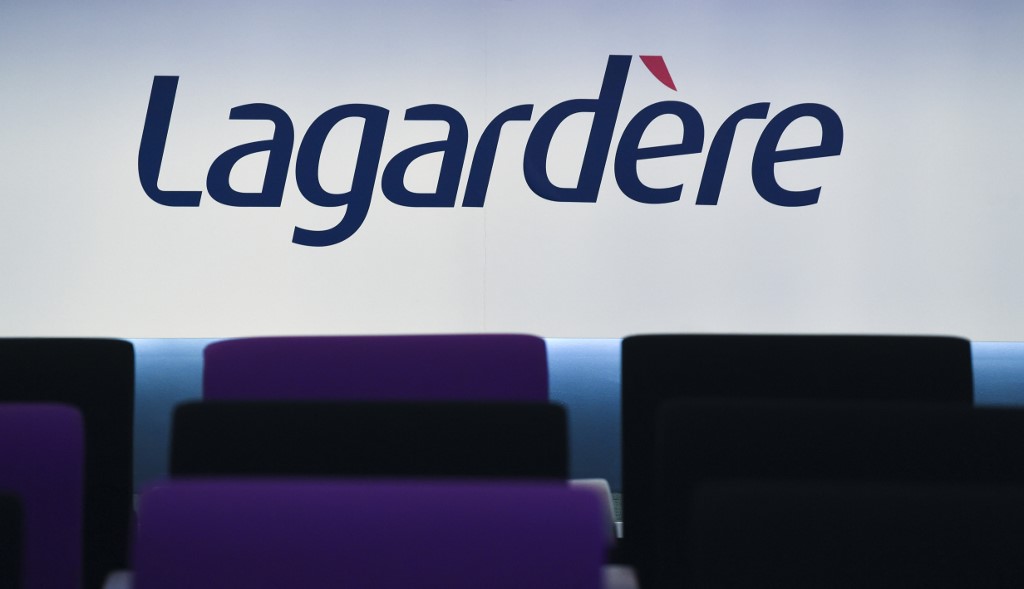 Photo d'archive prise le 13 mars 2019 montrant le logo du groupe de médias français Lagardère. (AFP)