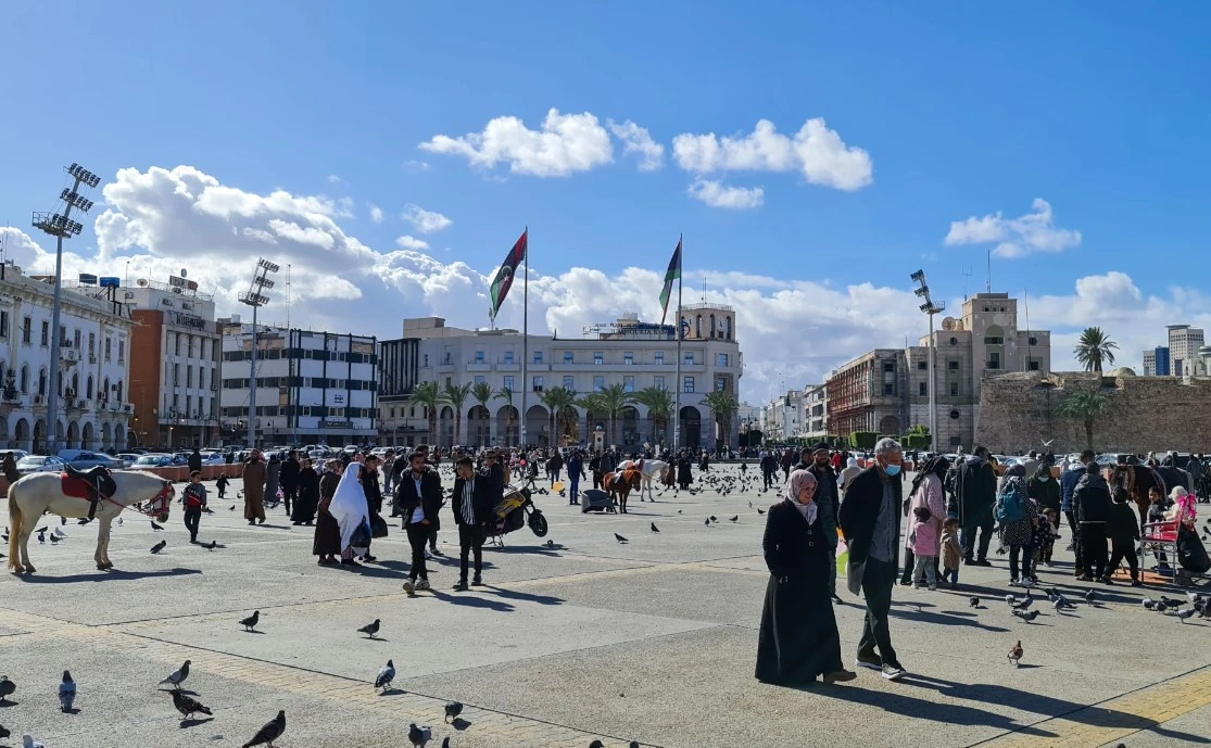 La place des Martyrs à Tripoli, la capitale libyenne, le 19 janvier 2021. (AFP)