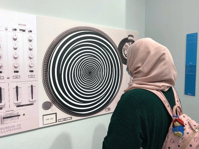 Le musée des Illusions présente plusieurs illusions d'optique interactives, des explications sur leur fonctionnement et sur les raisons pour lesquelles nos esprits se laissent piéger par elles. (Photo d’AN par Thamer Alfuraiji)
