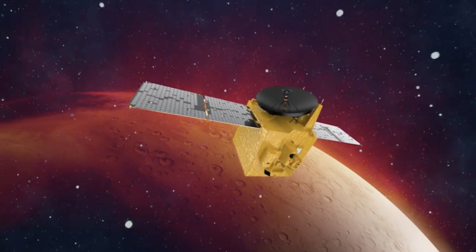 Traversant actuellement l'espace à la vitesse d’environ 120 000 km/h, la sonde Hope se placera en orbite autour de Mars le 9 février, faisant des EAU le cinquième pays à atteindre la planète rouge. (Capture d'écran)