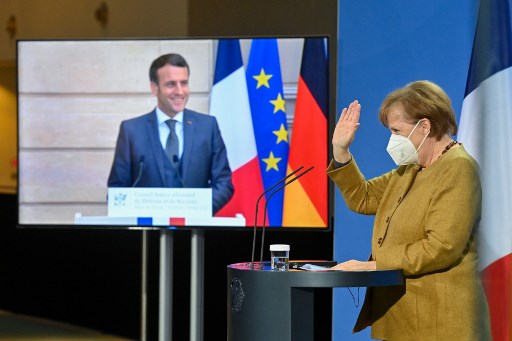 Conseil franco-allemand: Macron s'entretient avec Merkel et Söder