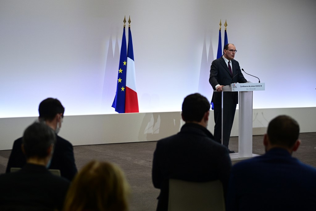 Le Premier ministre français Jean Castex prononce une conférence de presse sur la stratégie actuelle du gouvernement français face à la pandémie de Covid-19 le 4 février 2021 à Paris. (Photo, AFP)