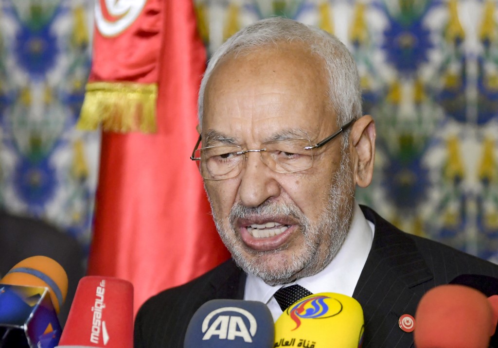 Le président du Parlement tunisien, Rached Ghannouchi lors d'une conférence de presse à l'issue d'une session plénière au parlement dans la capitale Tunis le 30 juillet 2020. (Photo, AFP)