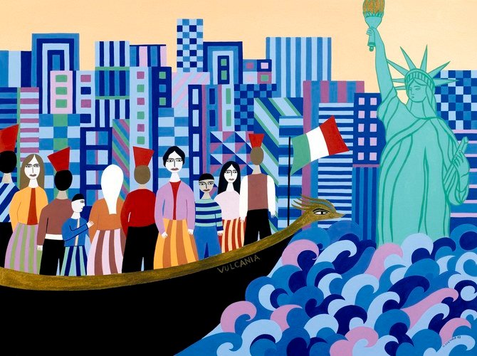 L’artiste libano-américaine Helen Zughaib et son tableau «Se rendre en Amérique»