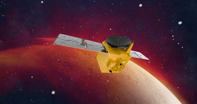 Traversant actuellement l'espace à la vitesse d’environ 120 000 km/h, la sonde Hope se placera en orbite autour de Mars le 9 février, faisant des EAU le cinquième pays à atteindre la planète rouge. (Capture d'écran)
