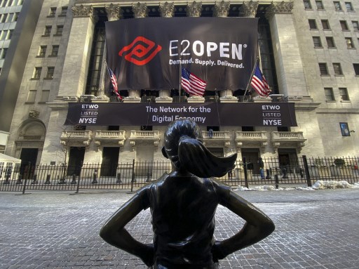 La statue de la Fille sans peur à Wall Street, New York. Les femmes du secteur financier américain applaudissent les signes de progrès de géants financiers comme Cititgroup, qui est devenu la première grande banque de Wall Street à nommer une femme directrice générale. (Kena Betancur/AFP)
