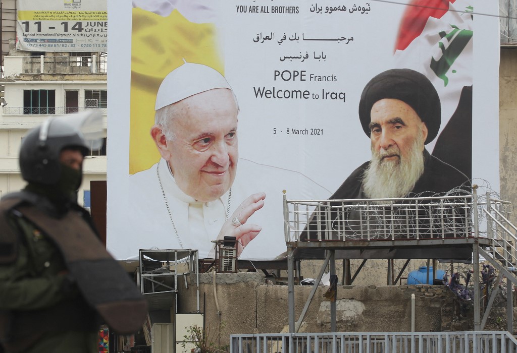 A Najaf en Irak, le pape chez le grand ayatollah chiite Ali Sistani
