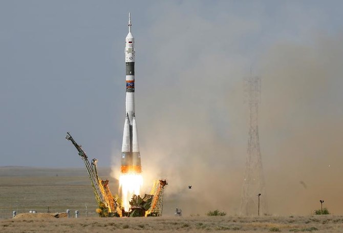 Lancement du «Shaheen Sat», satellite fabriqué en Arabie saoudite, à bord de la fusée russe Soyouz