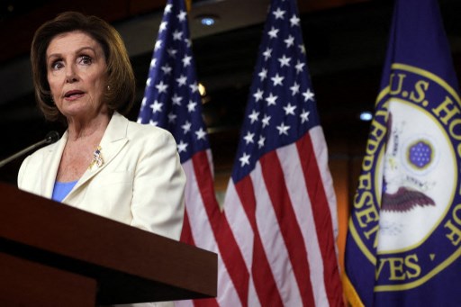 La présidente démocrate de la Chambre des représentants Nancy Pelosi lors d'une conférence de presse hebdomadaire au Capitole des États-Unis le 24 juin 2021 à Washington, DC (Photo, AFP)