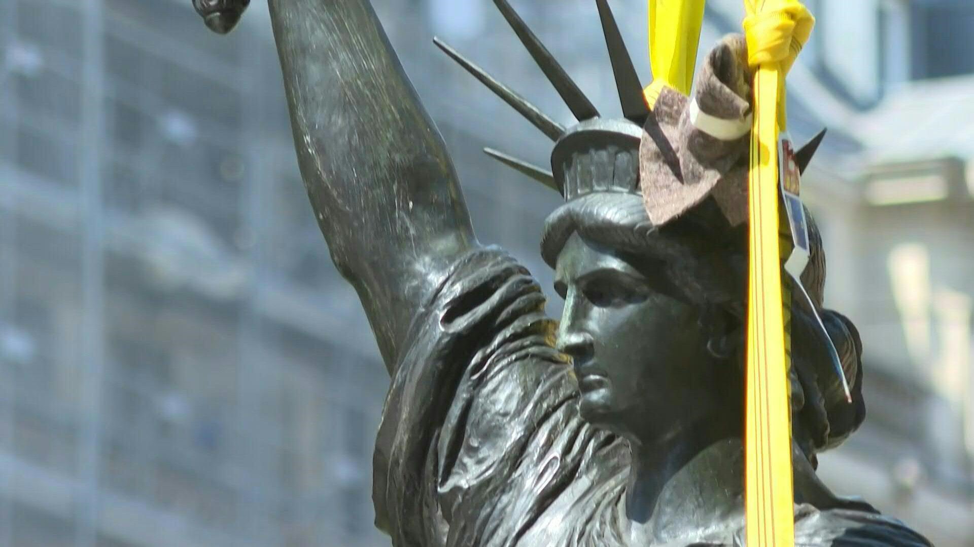 Un modèle réduit de la statue de la Liberté conservé au musée des Arts et Métiers à Paris (Photo, AFP)