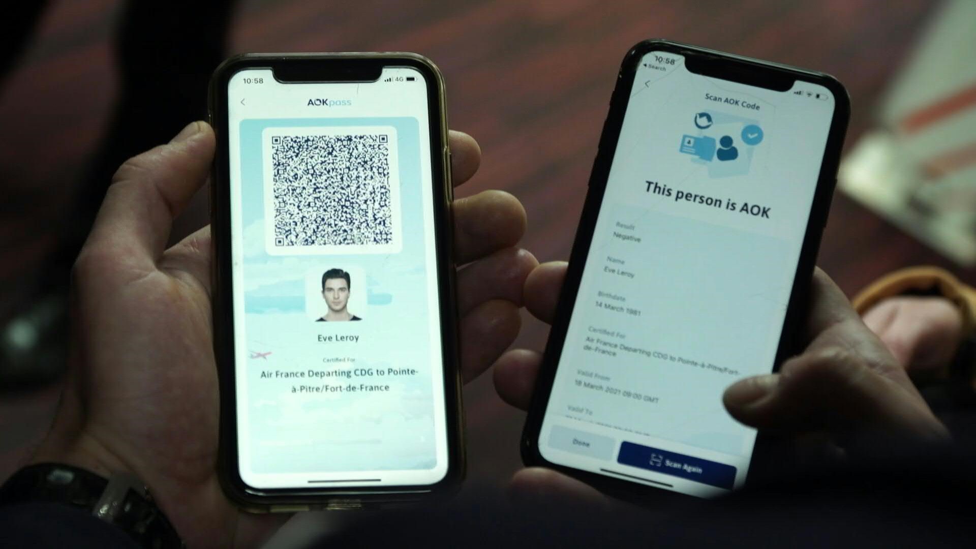 Air France teste sur quelques vols au départ de Paris vers la Guadeloupe, la Martinique ou les Etats-Unis un «pass sanitaire numérique» avec QR code (Photo, AFP)