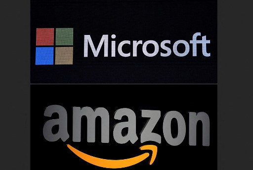 Le logo Amazon et Microsoft (Photo, AFP)