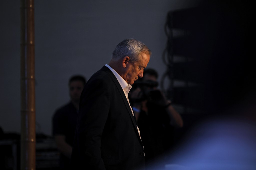 Le ministre israélien de la Défense, Benny Gantz, prenant part à une cérémonie dans le nord de la ville israélienne de Metula, non loin de la frontière avec le Liban, le 4 juillet 2021. Photo d'archives AFP