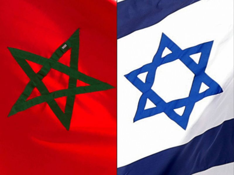 Les drapeaux du Maroc et d'Israël. Photos AFP