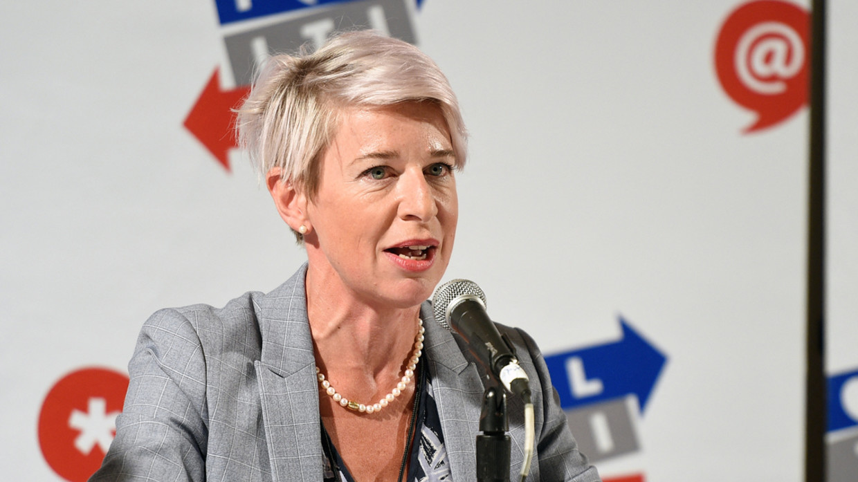 L'éditorialiste britannique habituée des polémiques, Katie Hopkins à Pasadena en Californie. Photo d'archives AFP / Joshua Blanchard