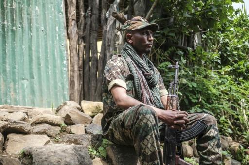 Solomon Alabachew, milicien amhara, dans le village d'Adi Arkay, à 80 km au nord-est de Gondar, le 14 juillet 2021 - AFP