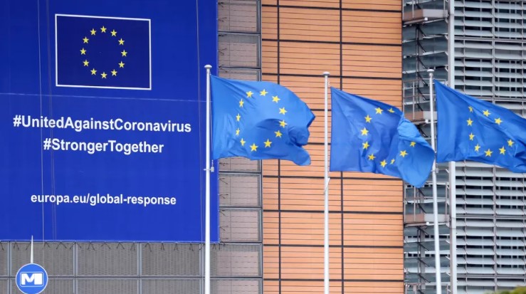 Le bâtiment de la Commission européenne, à Bruxelles, le 17 mai 2020. (Archives/ ANADOLU AGENCY / AFP)